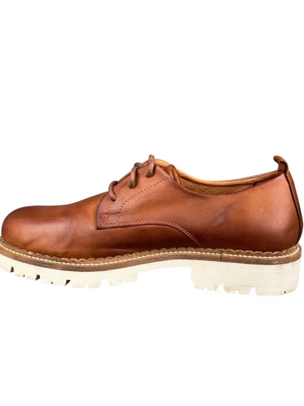 Miz Mooz Wren Brown Leather Wool Lined Lug Sole Oxford Shoes‎ Made in Portugal
